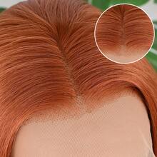 Orange Synthetic Lace Front Wigs Glueless Long Silky Straight Hair 13x4 HD Transparent Lace Wigs For Women Ginger Orange Color Heat Resistant Fiber Hair Natural Hairline Baby Hair Daily  Party Cosplay Halloween Use - 薑色 - 查看 6