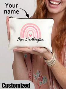 个性化教师包 - 定制彩虹手提包，花卉图案，大容量，带扣闭合 - 适合助教、毕业生或教学助理的理想感谢礼物，书包|花卉手提包|坚固的手柄 - 彩色 - 查看 14