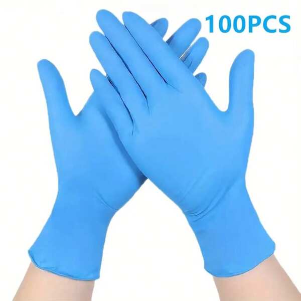 1 Box Disposable Nitrile Gloves, Blue Color, Durable Household Cleaning Gloves For Kitchen, Bathroom, Cleaning, Food Handling, Tattoo, Beauty, Hair Dye, Pets, Salon, Cleaning Supplies, Home Tools