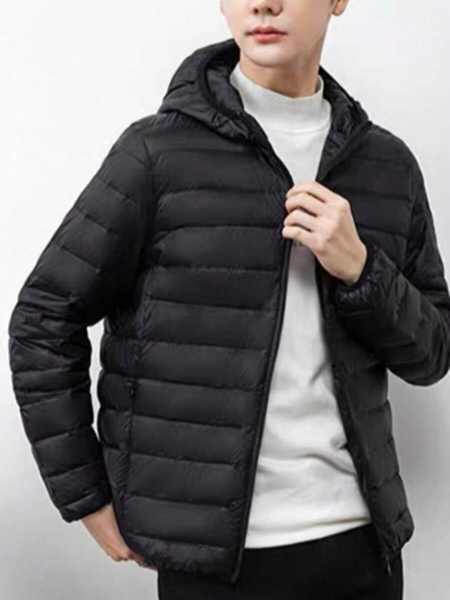 SUN CAI Men's Hooded Jacket, Imported Lightweight Fabric Jacket - 黑色 - 查看 1