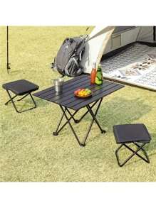 1 Pc Portable Folding Chair For Teenagers, Ferroalloy Frame, Folding Outdoor Picnic Camping Bench, Lightweight Travel Seat, Fishing Accessories, Carrying Bag Included
