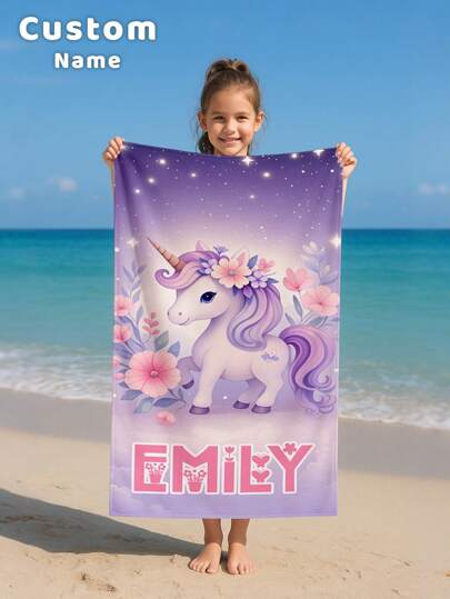 1PC Customized Name Ocean Beach Towels,Personalized Kids Beach Towel,Summer Birthday Gift For Kids,Custom Name Beach Towel,Custom Beach Towel For Girls/Boys,Perfect For Outdoor Beach Travel Swimming Gym Yoga, Beach Accessories,Custom Beach Towel For Friends, Multiple Sizes Of Beach Towels To Choose Froml