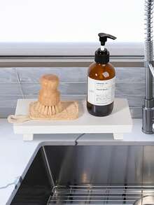 1pc 8.6 X 3.5 Inch Wooden Base Display Stand Rack, Suitable For Bathroom Kitchen Sink, Can Be Used As Soap Dish, Candle Holder, Plant Pot Tray, Farmhouse Decor For Bathroom And Kitchen - Multicolor - View 11