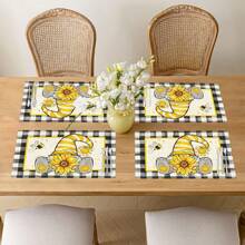 1pc/4pcs/6pcs Vintage Country Style Pattern Printed Linen Placemats, Suitable For Dining Table, All Season Home Decor, Modern Washable Tabletop Mats, Room Decoration, Placemats, Coasters, Kitchen Dining Mats, Party Supplies, Ideal Gift