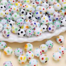 10 peças de contas redondas de vidro com bolinhas decoradas em cores doces para fazer joias, pulseira, colar, corrente de telefone, suprimentos para artesanato