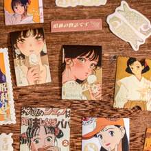 30 Stück japanischer Stil Anime Mädchen Aufkleber, Retro Mädchen Aufkleber für Mobiltelefone, Deko-Aufkleber, hochwertige wasserfeste Vinyl-Aufkleber für Scrapbooking, Tagebücher und Laptops - dekorative Sammelalbum-Utensilien für Erwachsene, Schulbedarf, Rückkehr zur Schule