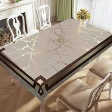 1/20pcs Elegant Grey And Golden Geometric Tablecloth - Wrinkle-Resistant Polyester, Machine-Woven Rectangular Design For Indoor/Outdoor Dining, Parties, And Everyday Decor, Table Decor - Multicolor - View 9