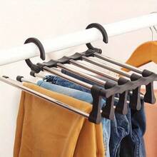 5 In 1 Magic Trouser Rack Hangers Stainless Steel Folding Pants Rack Tie Hanger Shelves Bedroom Closet Organizer Wardrobe Storage - Multicolor - View 9