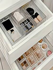 7/9pcs Transparent Acrylic Makeup Organizer, Suitable For Vanity, Storing Lipsticks, Eyeshadows, Skincare, Household Items, Drawer Dividers, Countertop Cosmetic Storage Box, For Vanity Tray, Desk And Drawer Organization, Home Storage