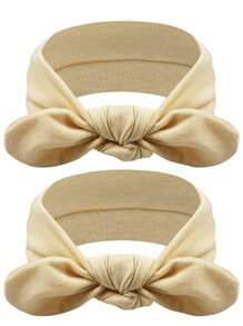 2 pièces/4 pièces Serre-têtes larges noirs en forme de nœud pour femmes, bandeaux anti-dérapants pour yoga/entraînement, accessoires capillaires en fibre de polyester, bandeau turban, tour de tête absorbant la sueur