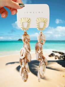 1 Par de Pendientes Bohemios con Colgantes de Mariposa, Estrella de Mar y Concha, Excelentes Regalos para Damas y Niñas, Accesorios para Playa, Casual y Fiesta