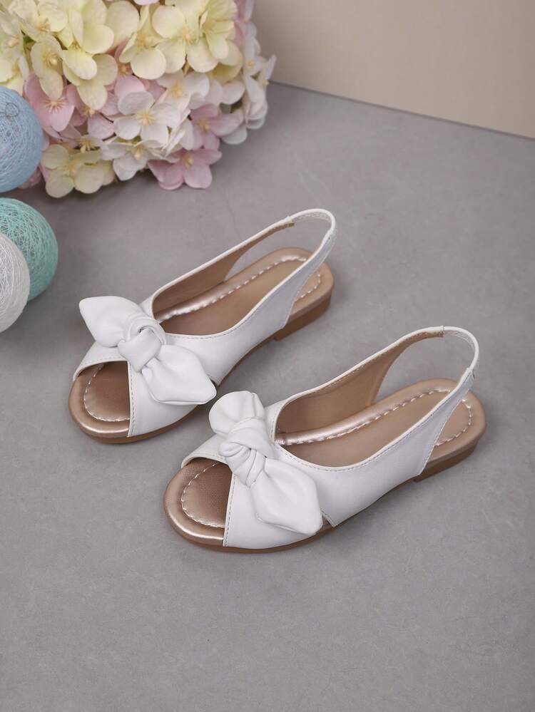 Children's Flat Sandals; Children's Flat Shoes; Girls' Sandals; Girls' Shoes. Fashionable And Elegant Mary Jane Round Toe Flat Shoes For Summer, Casual Outdoor Flat Leather Shoes, Suitable For Teenagers And Girls' Wedding, Comfortable School Shoes, Decorated With Bow. - Beige - View 5