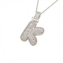 1pc Fashionable Gold A-Z 26 Bubble Letter Pendant Necklace, Suitable For Men & Women Daily Wear