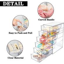 Acrylic 6 Drawers Storage Organizer Hair Accessories Stackable Containers Box Cosmetics Jewelry Stationery Storage Organization Drawers Set (6 Drawers) - 6 Drawers - View 5