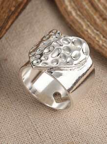 Simple And Fashionable Heart-Shaped Wide Ring, Personalized Jewelry Gift Suitable For Women's Daily Events