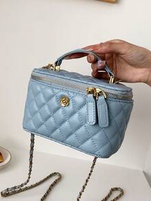 Bolsa de mano con caja de moda nueva, bolso de hombro/cruzado simple - Azul - Ver 2