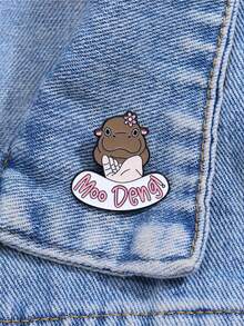 Ghim cài áo hình hà mã dễ thương MOO DENG, phụ kiện trang trí thời trang, huy hiệu cài áo, túi xách, quà tặng trang sức, kiểu dáng mới năm 2025. - Nhiều màu - Xem 2