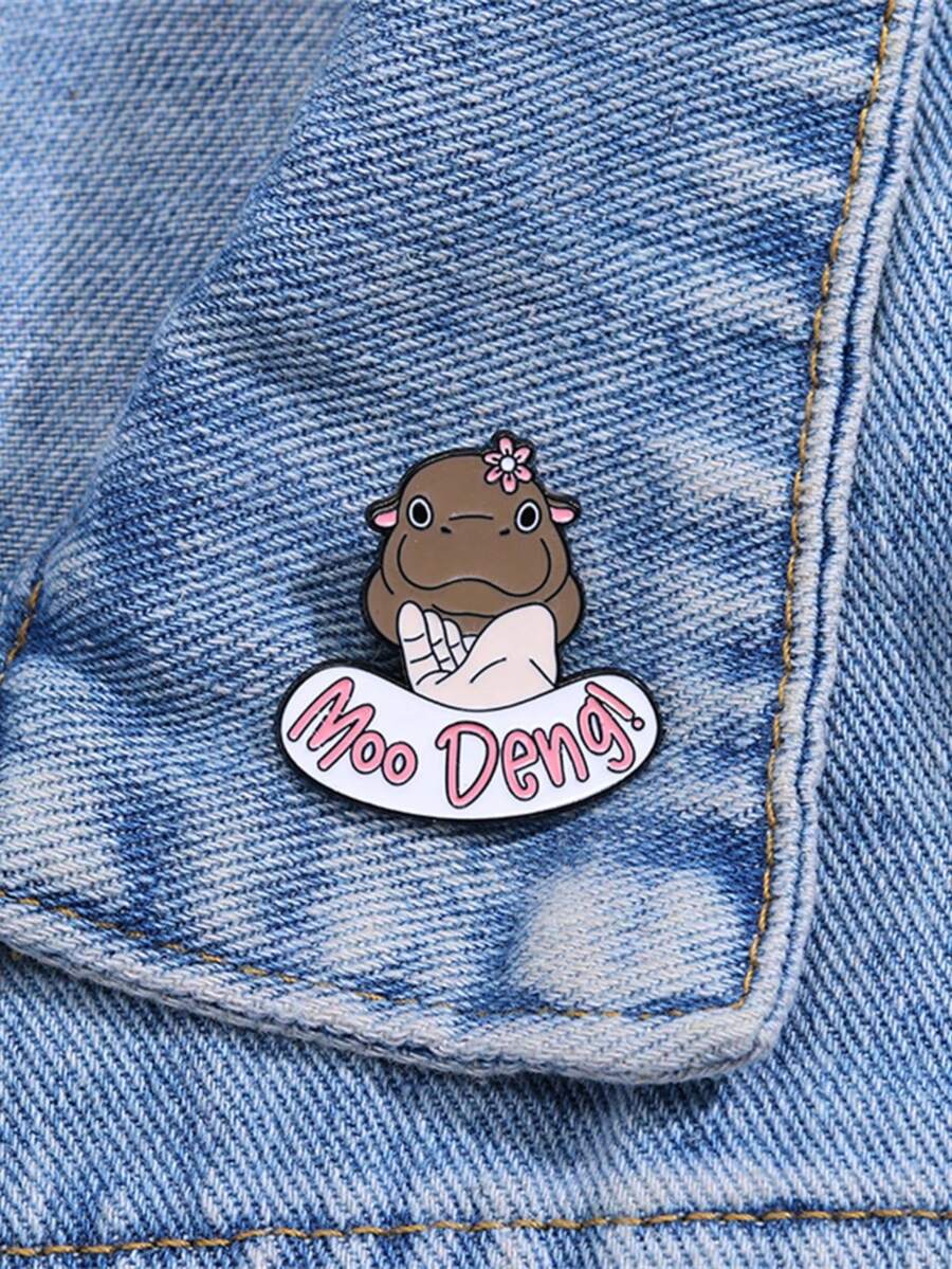 Ghim cài áo hình hà mã dễ thương MOO DENG, phụ kiện trang trí thời trang, huy hiệu cài áo, túi xách, quà tặng trang sức, kiểu dáng mới năm 2025.