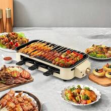 Smokeless Electric Oven, With Detachable Non-Stick Trays And 3 Mini Frying Pans, 2-In-1 Indoor Oven, Portable Suitable For Small Spaces, Temperature Controllable, Dishwashable, Suitable For Couples, Families, And Modern Kitchen Utensils - 美規B型插(110-127V) - 查看 10