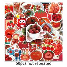 50 件蔬菜贴纸 可爱贴纸 番茄贴纸 红色贴纸 卡哇伊贴纸 水果贴纸 卡通贴纸 蔬菜贴纸 乙烯基防水贴纸 适用于水瓶、水壶、吉他、行李箱、手机、手机壳、笔记本电脑、滑板、礼物 - 彩色 - 查看 6