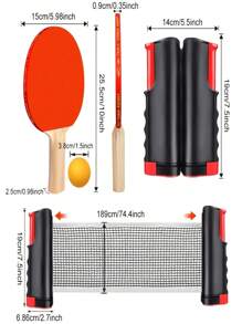 1 Set Rachete Ping Pong Portabile, Include Plasă Retractabilă, 2 Palete, 6 Mingi, Geantă de Depozitare cu Cordon - Fabricat din Material PVC, Set Rachete, Pentru Începători, Sporturi în Aer Liber pentru Adulți, Instrument de Antrenament, Set Rachete Ping Pong Elastice din Cauciuc cu Două Fațete, Potrivite pentru Camping, Picnic, Jocuri în Curte, Jocuri în Interior/Exterior - Cadou Ideal de Crăciun și Halloween pentru Familie, Prieteni, Frați, Vecini, Colegi, Profesori, Colegi de Clasă