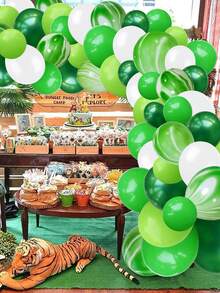 40 件绿色气球套装，金属和印花动物气球，适用于丛林动物园主题生日派对装饰、迎婴派对礼物、返校情人节 - 彩色 - 查看 7