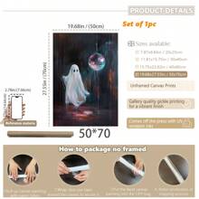 1pc, Canvas Hanging Painting, Framed Art Decoration, Hangable, Wall Art, Poster, Framed Wall Art, Cute Avant Garde Halloween Decorations, Disco Ball Spooky Party, Cute Halloween Spooky Paintings, Vintage Style Art, Disco Ball Poster, Avant Garde Dorm Room Wall Art, Autumn Decorations, Halloween Decorations, Halloween Autumn Decorations, Room Decorations, Dorm Room Decorations, Bedroom Decorations, Office Decorations, Holiday Party Decorations Home Decor Fall Decor