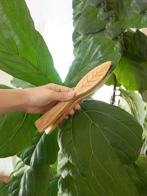 1pc/2pcs/3pcs Grampos de limpeza de folhas de madeira, escova de pó de planta verde portátil, ferramentas de limpeza para cuidados com plantas, suprimentos de jardinagem, acessórios de limpeza de folhas