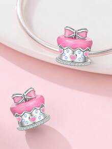 Silver Plated Charm Cake Cup Eggbeater Love Birthday Cake Series Pink Pendant Charm Pendant Ball Suitable For Bracelets DIY Women's Jewelry - Silver - View 4
