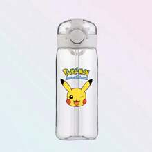 pokemon 400ML Cartoon Pokemon Pikachu Sports Water Bottle Outdoor Large Capacity Leak-Proof Cup Motivational Portable Plastic Cup Straw