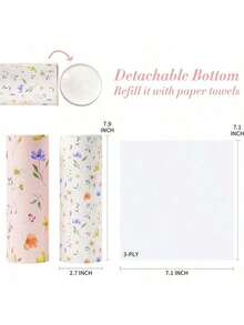 2pcs/4pcs Car Tissue Paper Holder, Each With 50 Sheets Of 3-Ply 7.1x7.1inch Floral Printed Paper Tissues - Portable Travel Tissue Box Fit For Cup Holder, Circular Car Tissue Dispenser - Pink - View 3