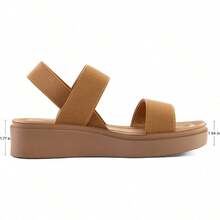 Women's Platform Wedges Sandals Slingback Lightweight Elastic Ankle Strap Low Wedges Walking Sandals Comfortable Slip On Casual Shoes - 棕色 - 查看 4