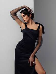 1pair Girls' Party/Routine Wear Sheer Plain Full Finger Gloves Autumn Accessories - Beige - View 5