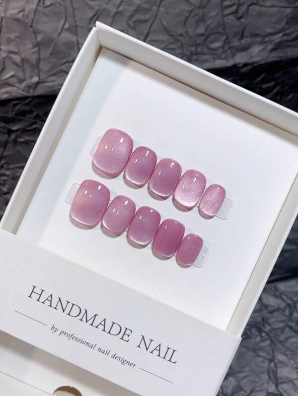 10 Pieces Of Pure Hand-Painted Cat Eye False Nails, Short Nail Type, Hand-Painted Cat Eye Nails, High-Quality Temperament Simple Nails, Full Coverage False Nails, Y2K Nails, Embossed Nails, Daily Nails, Daily Use, Summer Spring Nails, Suitable For Women And Girls, Press On Nails Nail Supplies Nails