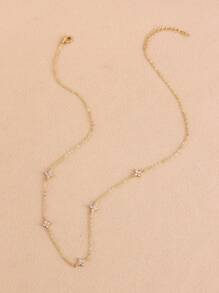 1 Pc Lucky Four Leaf Flower Necklace With Cold And Elegant Style, High Sense Collar Chain, Long Style, Elegant Tassel Neckchain, Female, Suitable For Women's Daily Wear ﻿