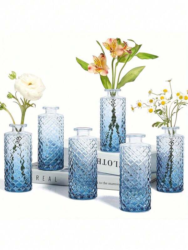 1/6 Pcs Modern Glass Vase - Transparent Cylindrical Vase, Suitable For Small Flowers, Centerpiece Decoration - Minimalist Home Decor, Suitable For Dining Table, Living Room (Elegant Gift)