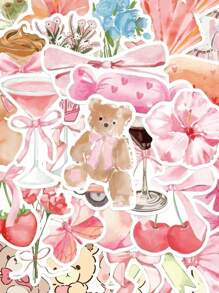50pcs Pink Series Stickers For Laptop, Notebook, Phone Case, Decoration Back To School