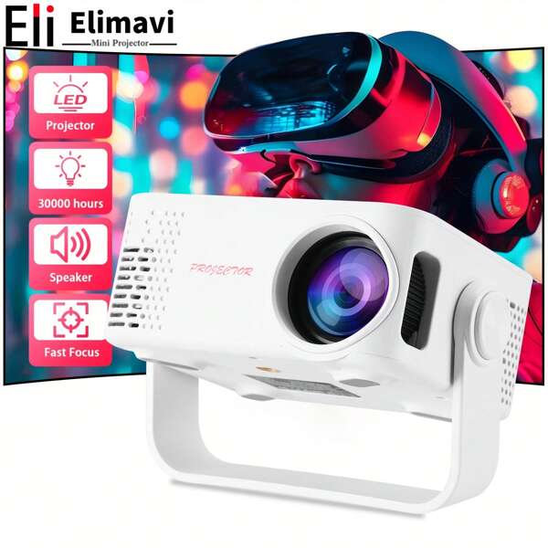 1080P Full HD Portable Projector, Supports Wireless Connection, Mirror Projection, Professional Video Projector For Home Theater And Outdoor Camping, With Remote Control, Compatible With Smartphones/Tablets/Laptops, Built-In Speaker