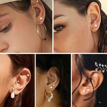 1-3 Paar Ohrstecker für Frauen und Mädchen, Punkt Knorpel Ohrstecker Set, Nickel-freie Ohrringe aus Edelstahl und 14 Karat Gold, Geschenk für Frauen - Gold - Übersicht 8