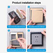 1 pieza Caja protectora autoadhesiva tipo 86 ultra delgada, impermeable, para toma eléctrica de pared, cubierta a prueba de salpicaduras para interruptor de pared en el baño