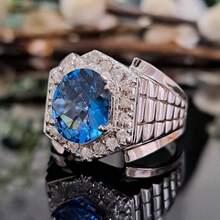 1 件男士时尚戒指，休闲风格合金方晶锆石镶嵌戒指，适合情人节、度假、通勤、约会、派对、婚礼、订婚、妻子/女朋友/母亲生日礼物、周年纪念、新年、所有季节