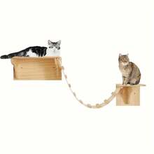 Árbol de pared para gatos con escalera suspendida, mueble torre para gatos resistente para jugar, trepar y dormir, carga máxima 12kg (26 lbs) - Albaricoque - Ver 14