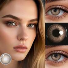Lentes de contacto de color marrón Lalens de 2 piezas, maquillaje de ojos, lentes de contacto de color natural agrandador suave, lentes de contacto de color cosméticos suaves con duración de medio año