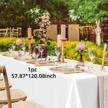 1pc Rose Gold Satin Table Cloth, Romantic Polyester Rectangle Tablecloth Suitable For Valentine's Day, Wedding, Holidays, Birthdays And Banquets, Parties, Ideal For Creating A Festive And Elegant Atmosphere, Wedding Decor - Solid Color - View 19
