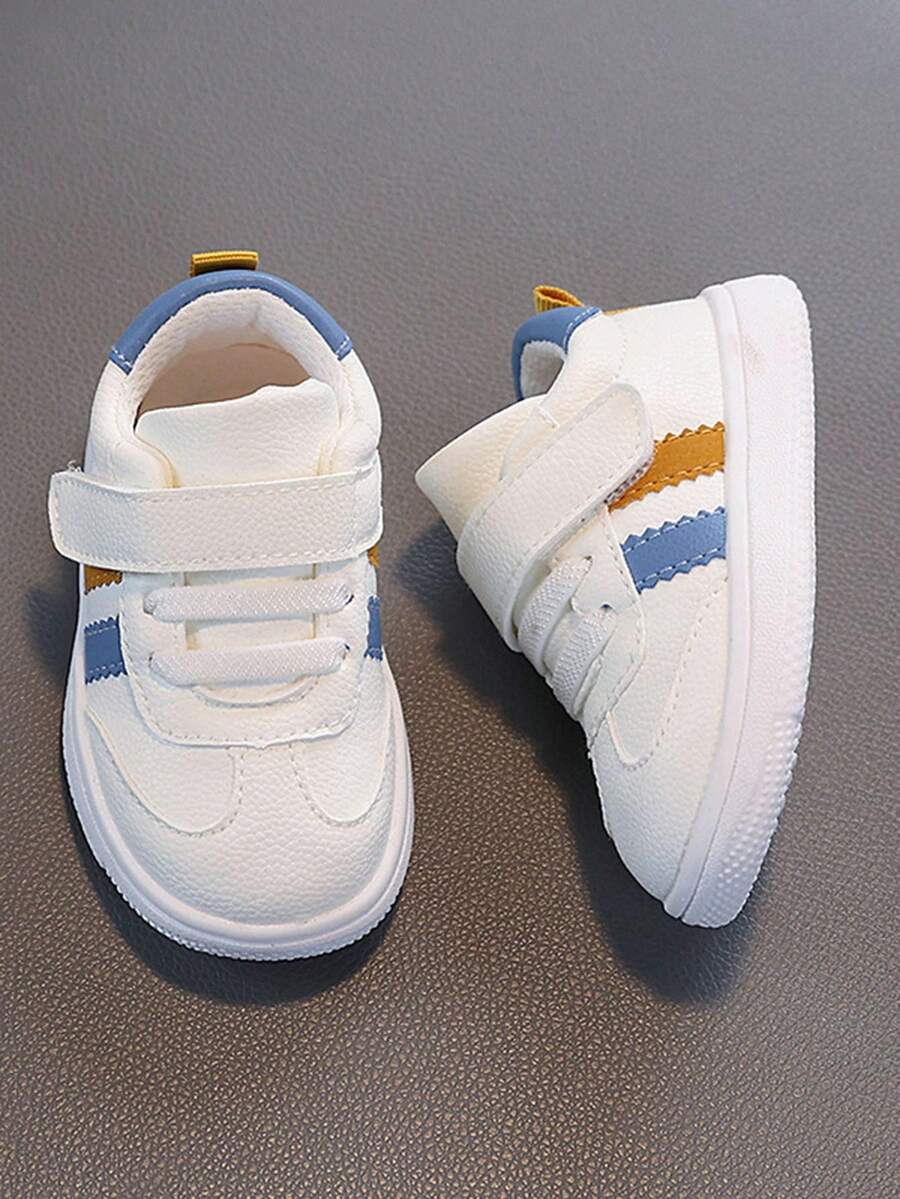 1双春秋季休闲防滑魔术贴运动鞋，真皮鞋面，TPR软底，防撞室内/室外步行鞋，适合1-4岁男孩女孩 - 藍色 - 查看 1