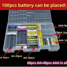 1 pezzo Scatola portabatterie ad alta capacità, adatta per scomparti per batterie AA/Batteria da 9V/Batteria AAA e per varie dimensioni di batterie, organizer per batterie, scomparti multifunzione per batterie, scatola di stoccaggio in plastica, scatola organizer trasparente, adatta per giocattoli domestici/stoccaggio batterie per telecomandi
