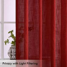 New  Linen Curtains 90 Inch Length For Living Room 2 Panels, Red Rod Pocket Back Tab Light Filtering Semi Sheer Boho Soft Linen Christmas Window Drap Farmhouse Burlap Dr Curtains For Bedroom - 紅色 52 寬 x 90 長(2 包) - 查看 4