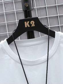 ZIVRE Men's Short Sleeve Casual T-Shirt With Letter Graphic Print, For Friends - White 2 - View 4