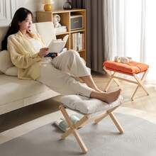 1pc Wooden Footstool, Multipurpose Foot Rest Stool For Living Room, Modern Ergonomic Design Shoe Bench