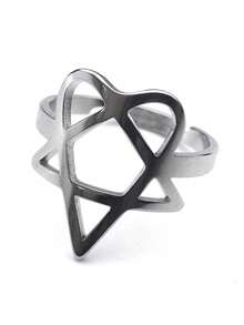Heartagram 象征 HIM 音乐乐队戒指 男女款 不锈钢镂空重金属指环 - 戒指 - 查看 10